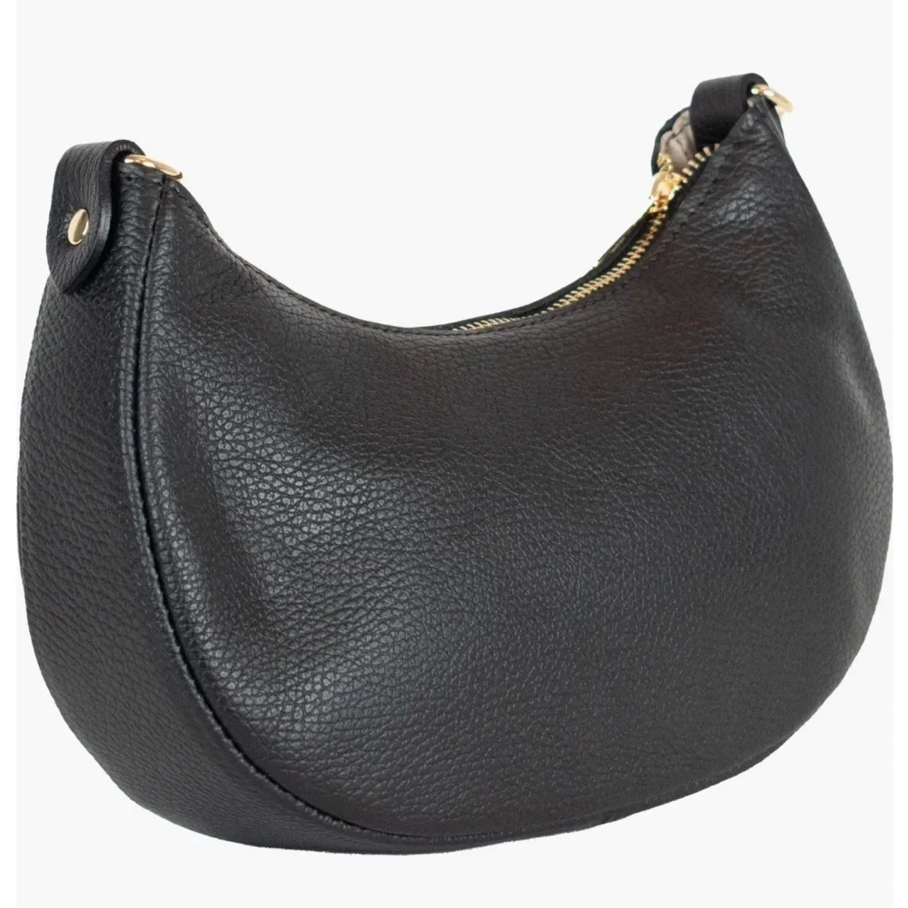Persaman New York Black Hobo Bag with Gold Accents